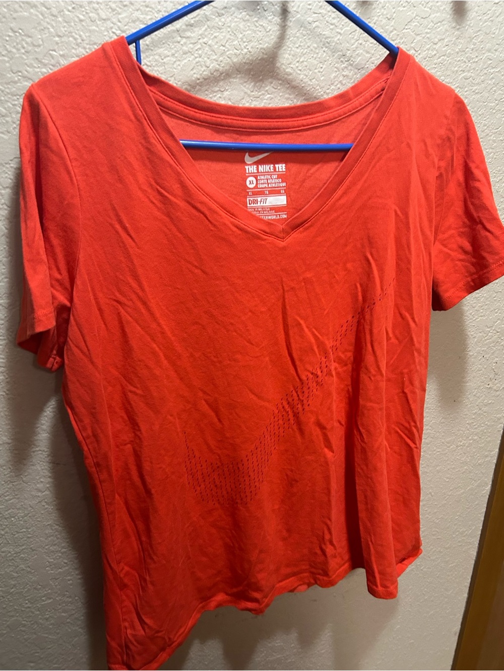Nike Women’s V-Neck Dri-FIT Tee - Coral Red